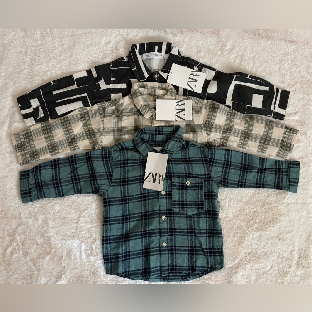 All for $22 Zara Kids Blue & Green Plaid Button-Down Shirt for toddler